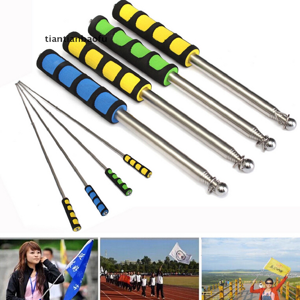 [tiantianbaofu] Flag Pole 1.2M Portable Telescopic Flag Handheld Pole Tool for Flags Windsock Boutique