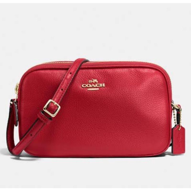 Coach Crossbody Pouch In Pebble Leather Red(F65988)