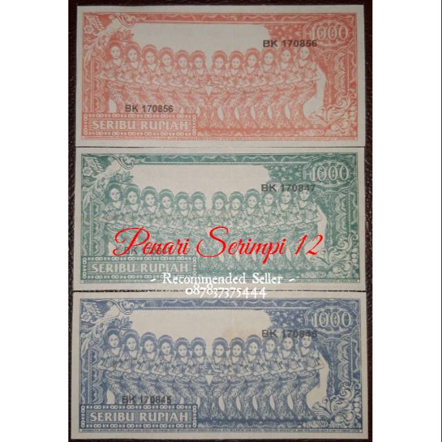 Uang souvenir 1000 sukarno gulung melengkung gambar penari serimpi 12
