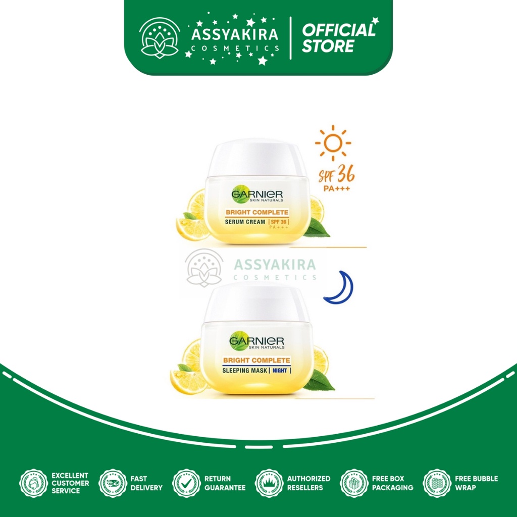 Garnier Bright Complete White Speed Serum Day Cream Extra SPF 36/PA+++ - 50ml | Garnier Bright Complete White Speed Sleeping Mask Night Cream - 50 m l- Skincare (Light complete)
