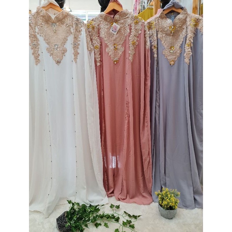 GAMIS DRESS KAFTAN  PUTIH ELEGAN & GLAMOUR