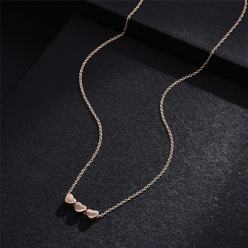 Kalung Rantai Liontin Hati Warna Rose Gold Gaya Korea Simple untuk Wanita- olo