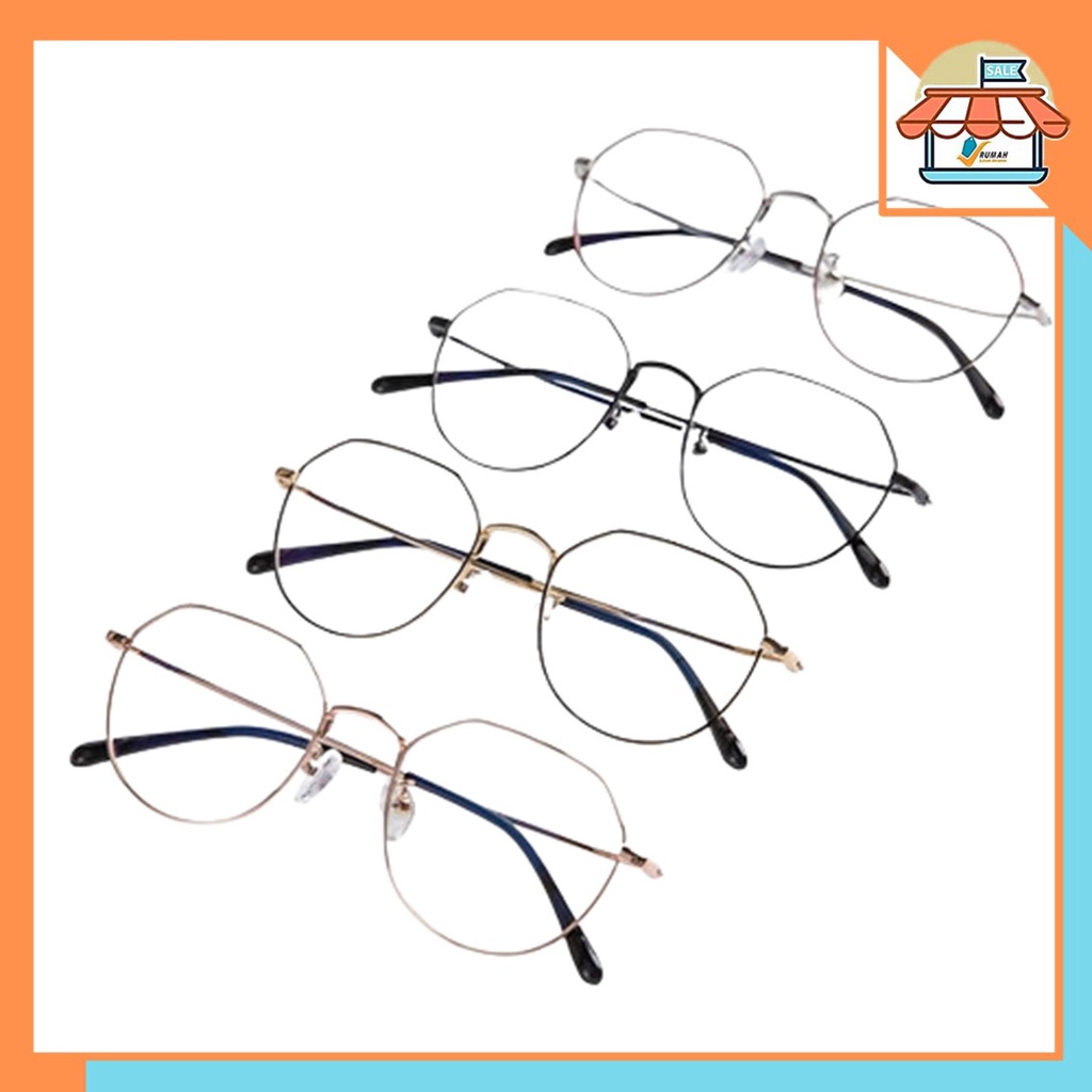 RSB VZ022 Kacamata Korean Style Retro Square Besi Frame Kacamata Wanita Pria Murah