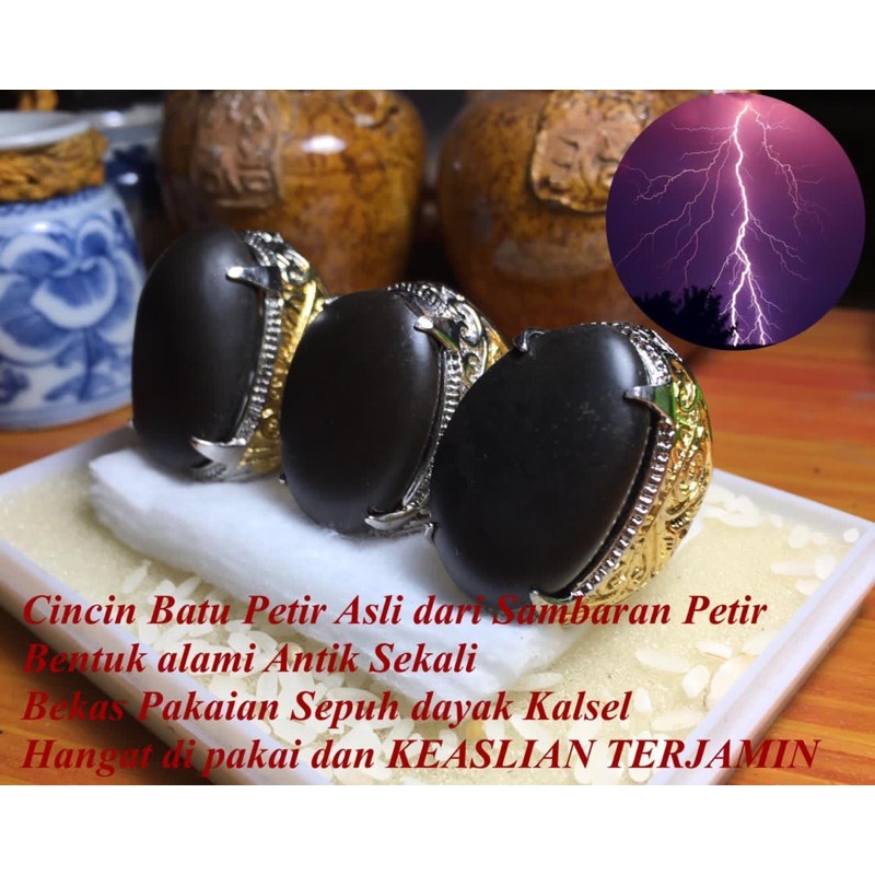 Batu Petir Hitam Asli Cincin Bekas Pakai Sepuh Dayak 01 Indonesia