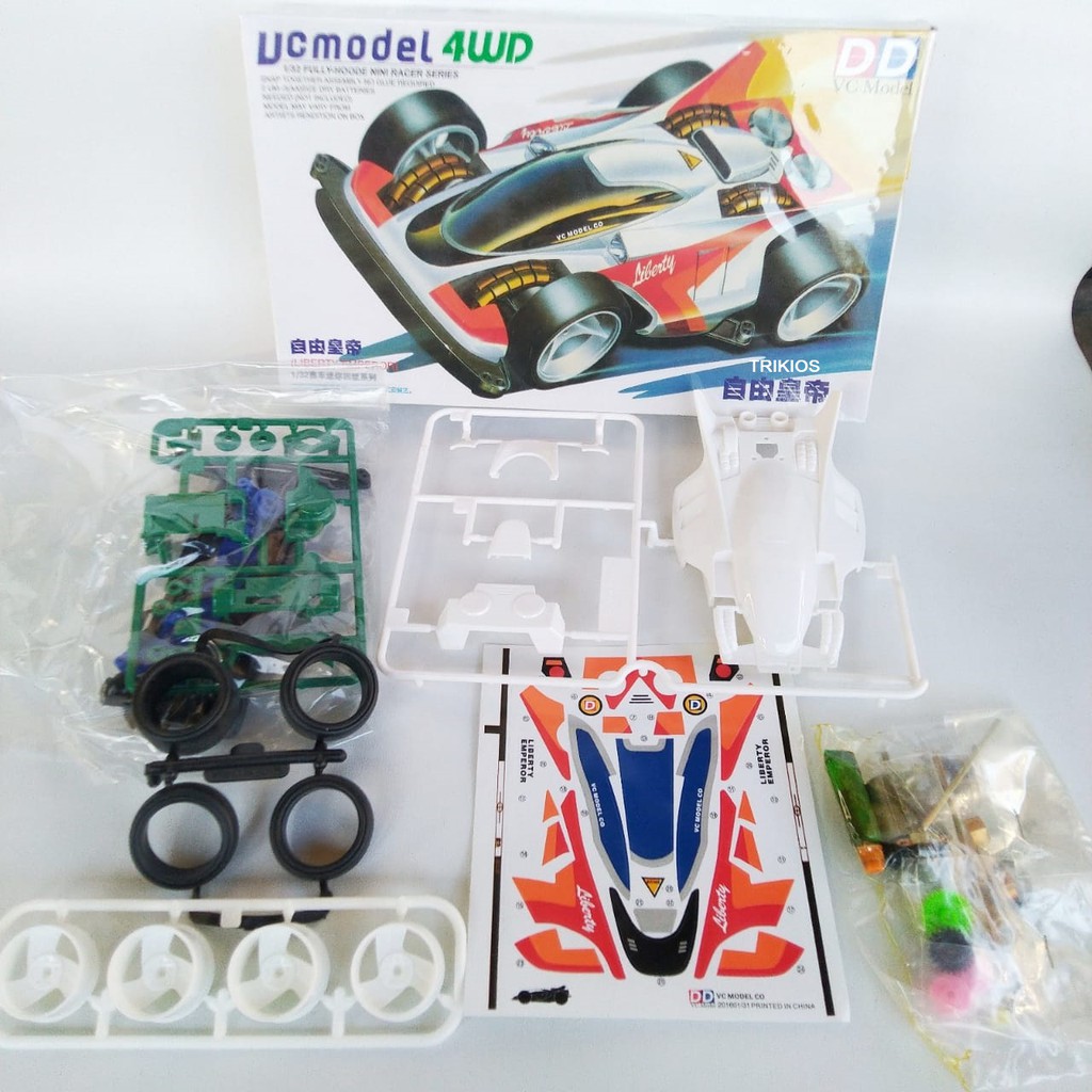 Rep. Tamiya Mini 4wd Merk DD Ruize Liberty Emperor Putih Super 1 Chassis