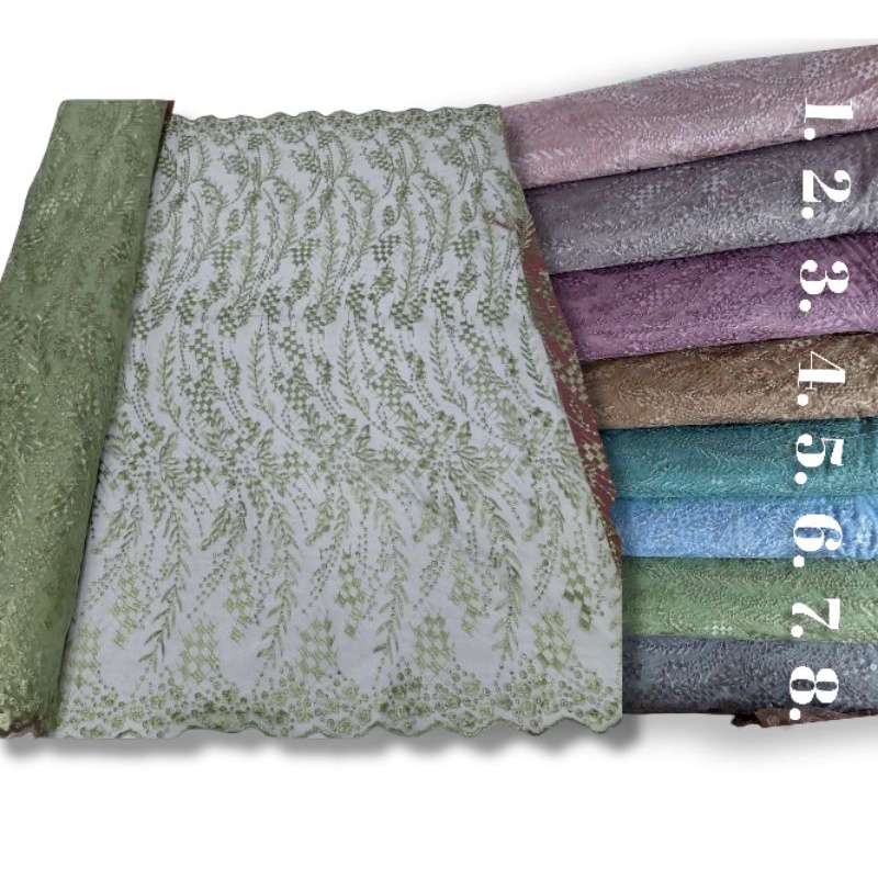 Kain Tile Mutiara / Tile bordir permium / Brukat katun / Tile akar bordir / Tile bordir mutiara / tu