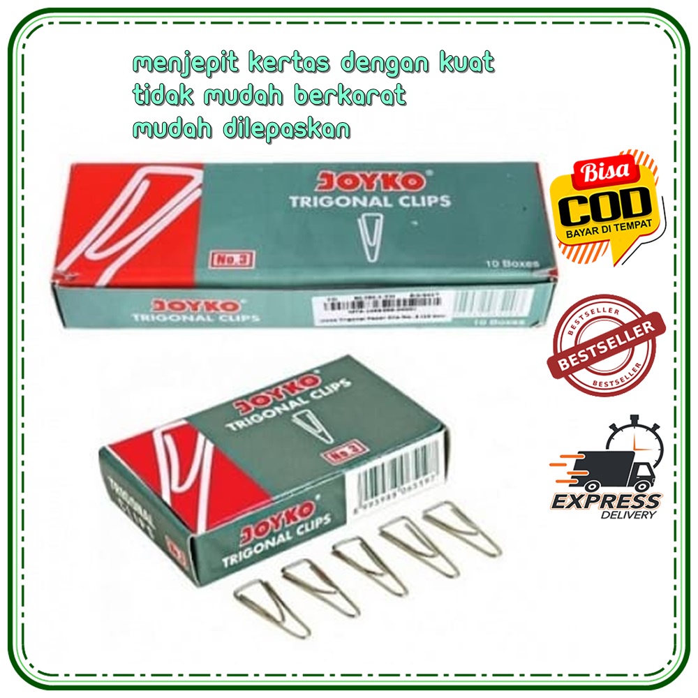 

TRIGONAL CLIP/ Paper clip NO.3 JOYKO - JOYKO PAPER CLIP PENJEPIT KERTAS MEREK JOYKO JEPITAN KERTAS SEGITIGA PENJEPIT KERTAS SEGITIGA JOYKO