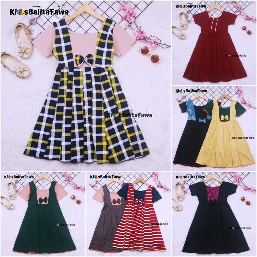 Dress Nadine uk Bayi - 8 Tahun / Pakaian Baju Cewek Dres Pesta Import Baby Perempuan Murah Harian