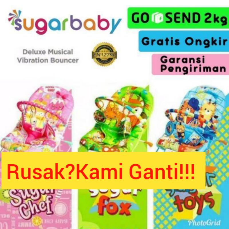 bouncer Bouncher Deluxe Musical Vibration 1 recline Sugar Cheff Toys Fox/dudukan bayitidur bayi/tempat tidur bayi Bouncher Sugarbaby 1 recline Deluxe Musical Vibration bouncer Sugar Cheff Toys Fox