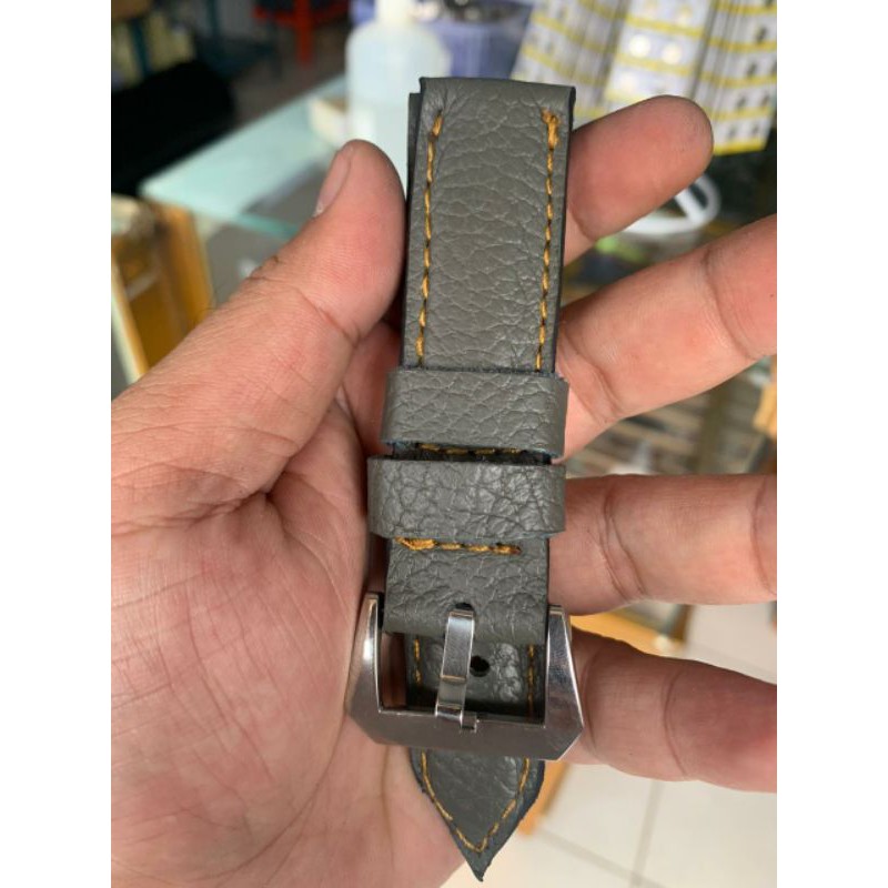 Strap Tali Jam Tangan Kulit Sapi Asli hitam dan Abu abu