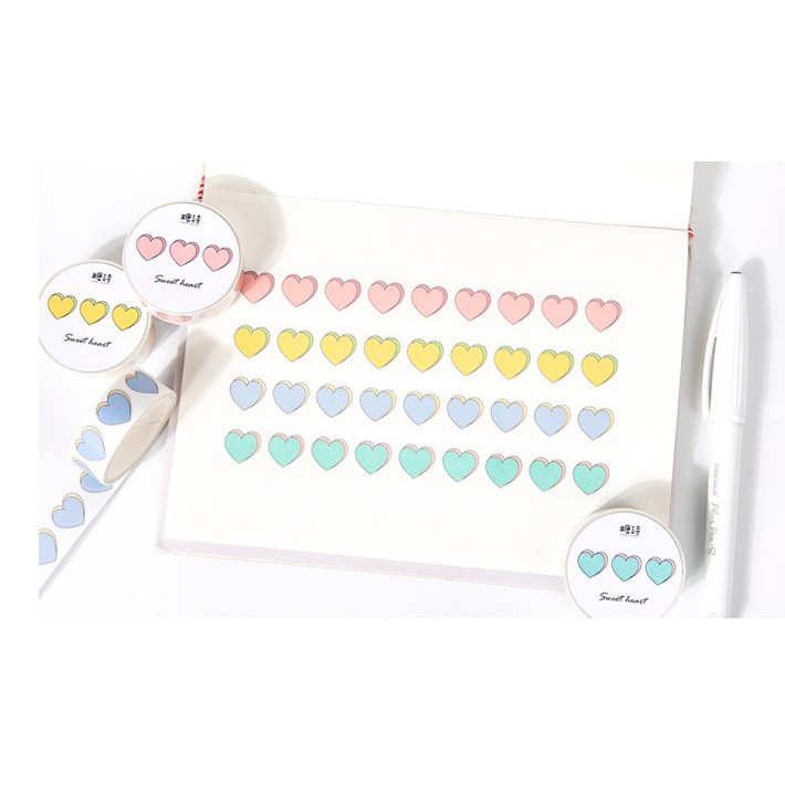 

Cute Korean Washi Tape Heart Love Pattern Aesthetic fot Bullet Journal