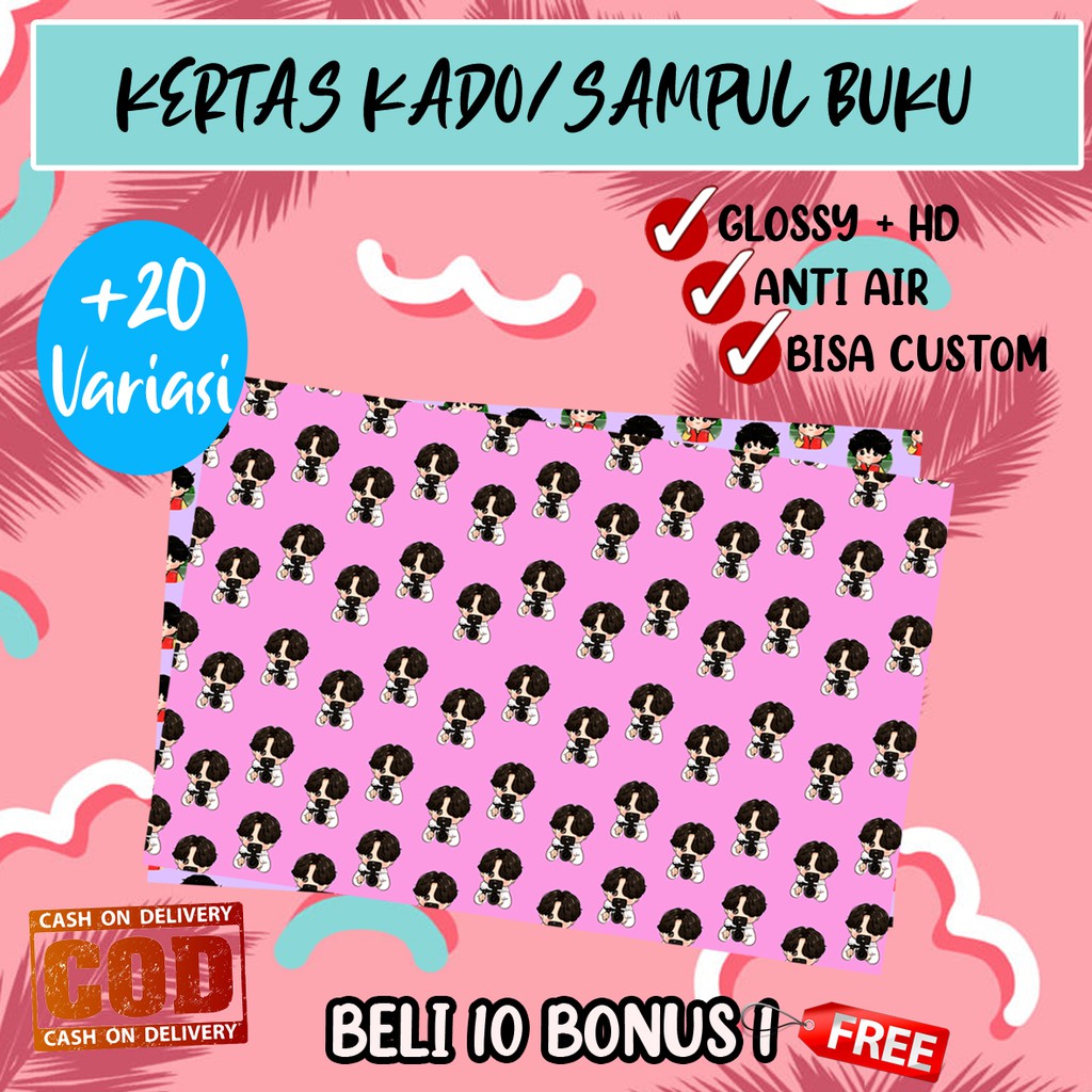 

CETAK KERTAS KADO SAMPUL BUKU WRAPPING PAPER CUSTOM GLOSSY TEBAL ART PAPER 120GR