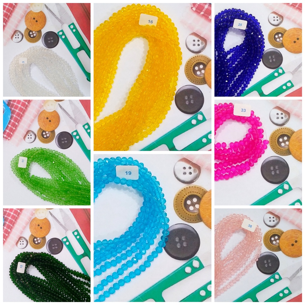 Kristal Ceko dia. 4mm, 6mm dan 8mm Warna Bening