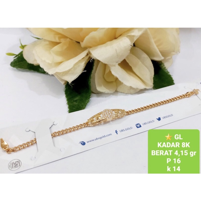 Gelang plat rantai dewasa kadar 375/8k model fashion