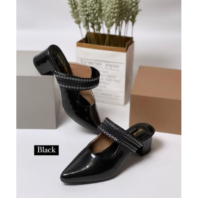 sepatu sandal hak tahu 5 cm mules hak tahu