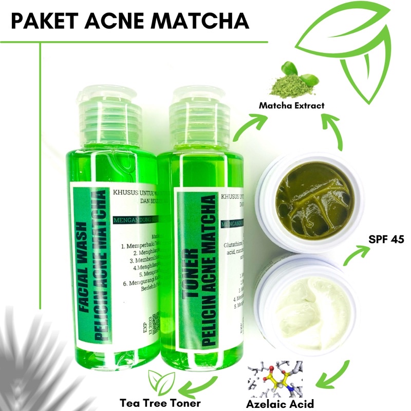 PAKET ACNE MATCHA ~| PELICIN SKINCARE  ACNE MATCHA GREEN| PAKET PELICIN ACNE |PAKET PELICIN JERAWAT