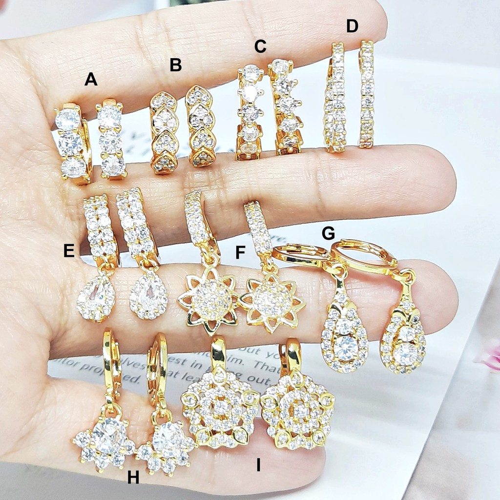 Anting Premium Xuping Rhodium Gold Lapis Emas Replika Berlian - BE380