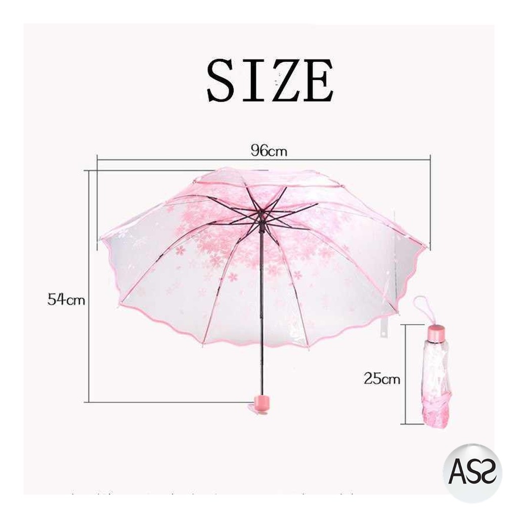 ASS Shop - Yesello Payung Lipat Jepang Motif Transparan Cherry Blossom - E023