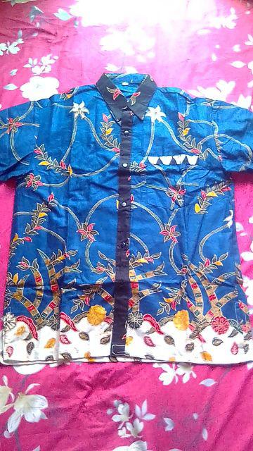 Qnunbatik Batik Keluarga/family Gamis Muslim Adelia Madura Biru