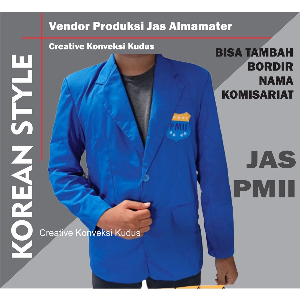 (BISA COD) ALMET PMII PLUS BORDIR NAMA| SERAGAM JAS ALMAMATER PMII + bordir logo