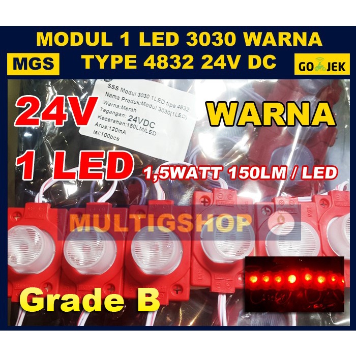 100Pcs LED Modul 1.5W 1 LED 24V - Warna - AAA