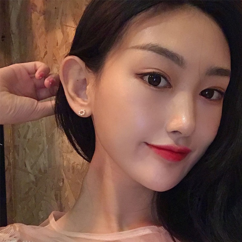 Anting Tusuk Silver S925 Desain Bintang Hias Mutiara Gaya Jepang Korea