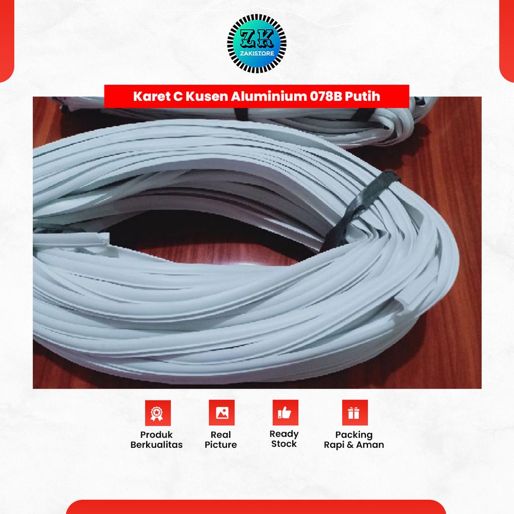 Karet C Kusen Aluminium Tipe 078B Putih, Karet Kaca