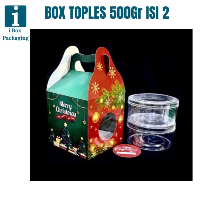 

[5 pcs] Box Kardus Jinjing Toples 500gr Isi 2 Natal Dus Tenteng Kue Kering Packaging Hampers Parsel Christmas