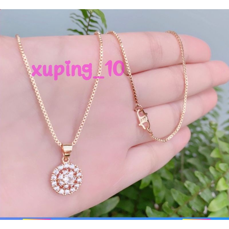 Kalung Xuping Gold Kalung Dewasa Model Italy Liontin Permata Bulat Emas