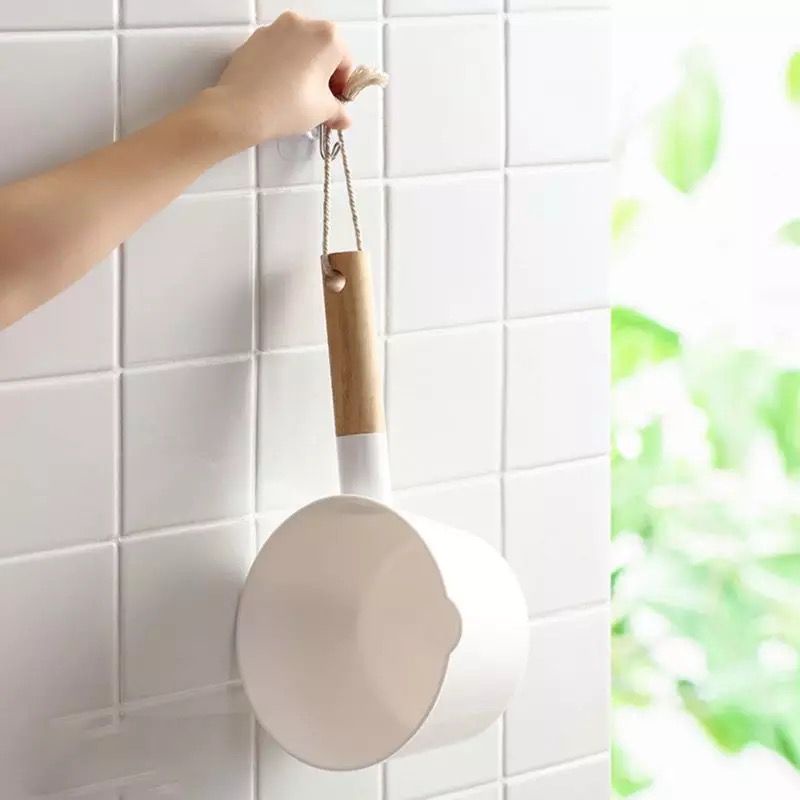 gayung air masak dapur wooden long handle ladle / water scoop thick plastic / gayung ciduk kamar mandi bathroom kitchen