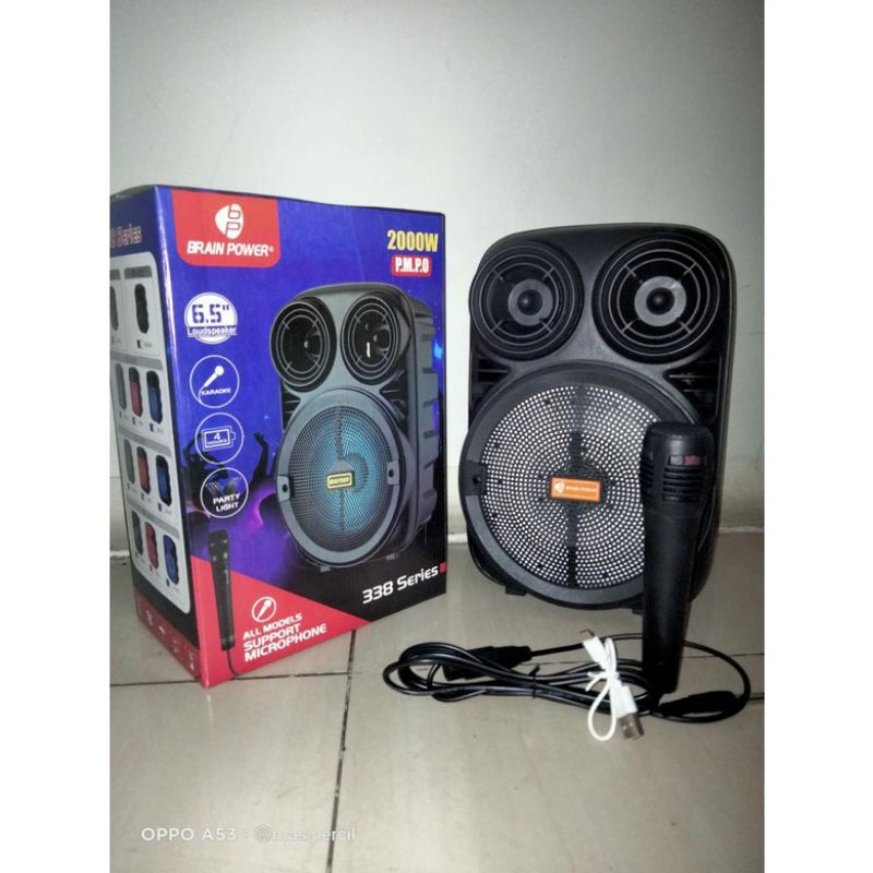 SPEAKER BLUETOOTH KIMISO/BRAIN POWER QS-3381/338 FREE MIC KARAOKE 6.5 TERMURAH