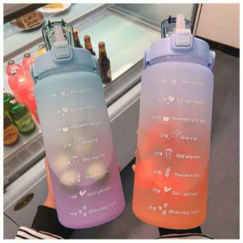 BOTOL MINUM RAINBOW JUMBO 2 LITER MOTIVASI WARNA GRADASI FOOD GRADE TRITAN