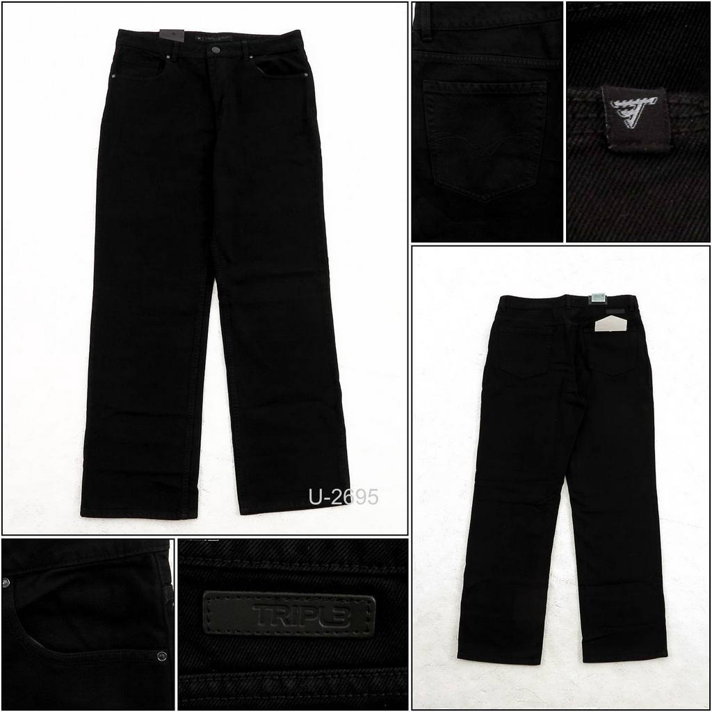 [021002695] Celana Jeans Panjang Cowok Hitam Triple 42-46