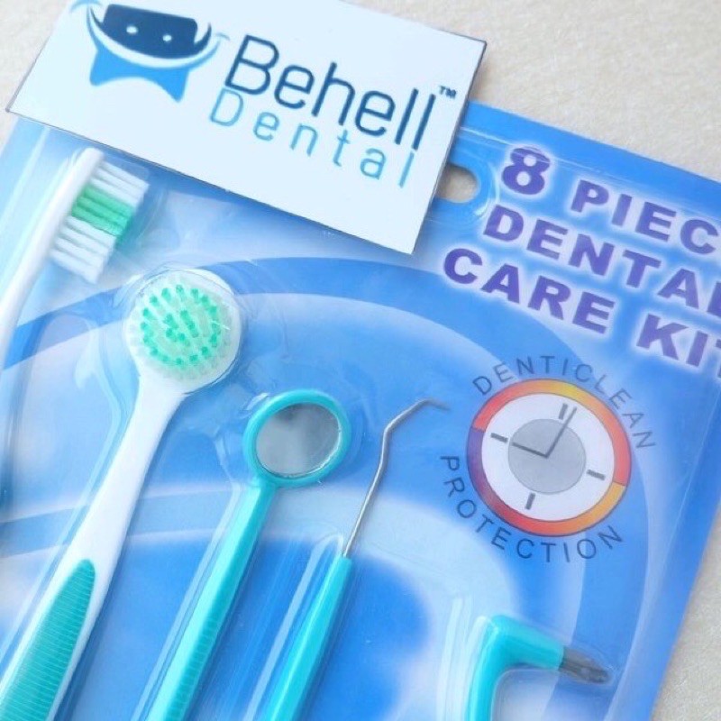 dental care kit . paket pembersih gigi behel isi 8 piece . sikat set . Ortho kit paket biru merah