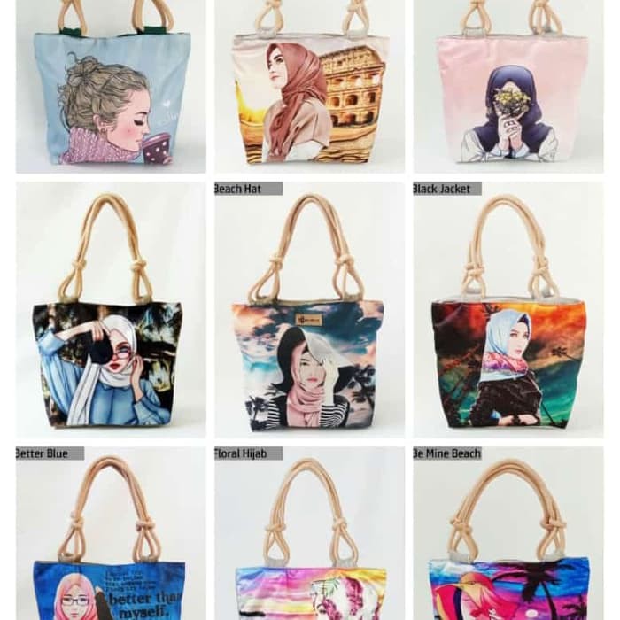 TOTEBAG TALI SUMBU PRINTING / KEPANG KANVAS MOTIF / TAS TOTEBAG WANITA MOTIF SESUAI STOK YANG ADA