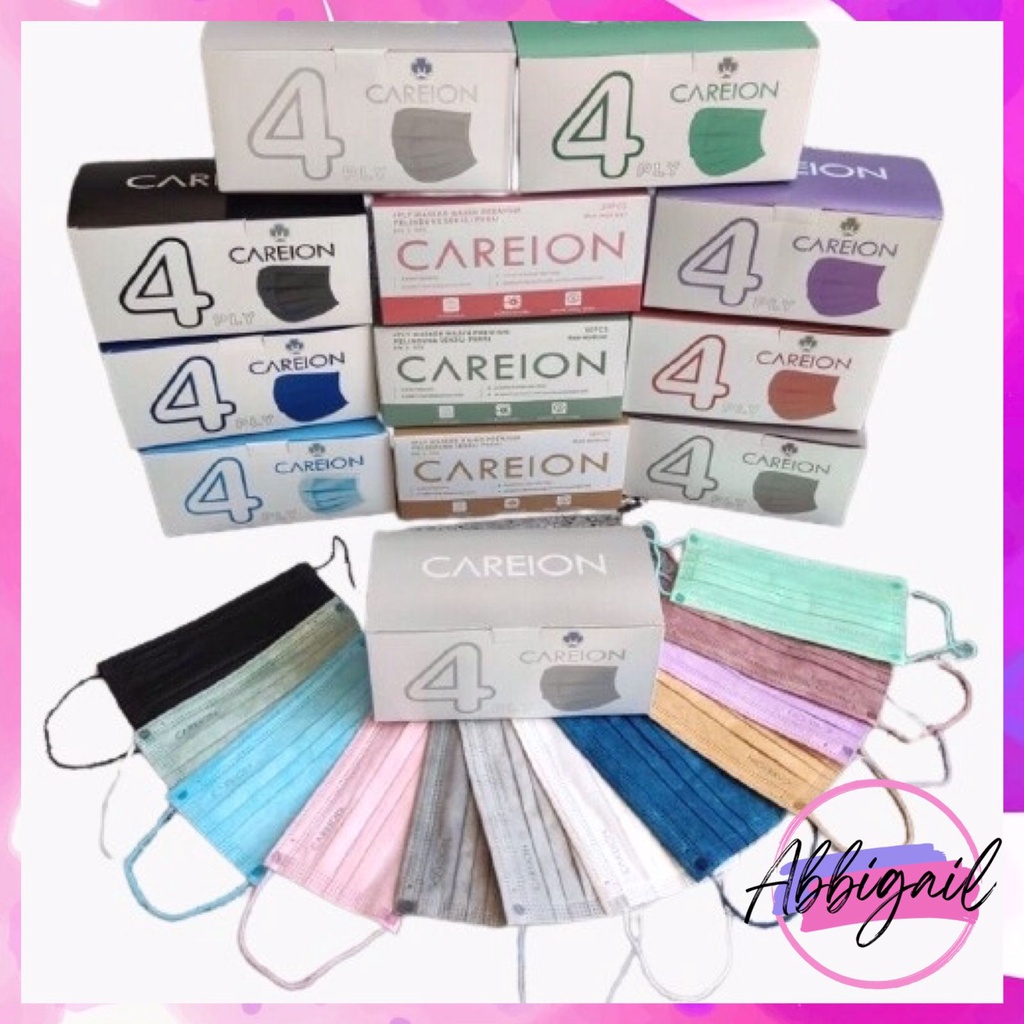 𝘈𝘉𝘎✰ Masker 4Ply Masker 3Ply Masker Earloop 3 PLY 4 PLY Medis Careion Premium Series Earloop Warna Warni Isi 50Pcs / Masker Medis 3PLY 4PLY 1002