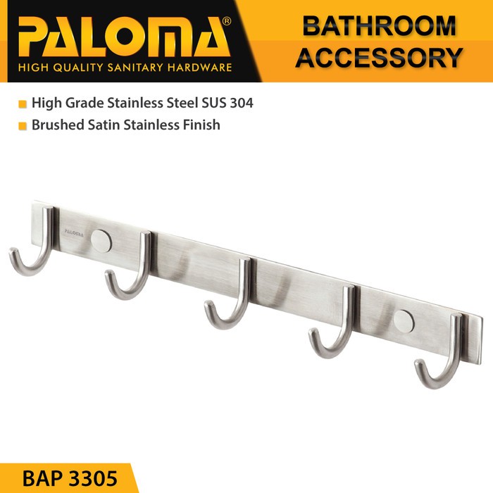 PALOMA BAP 3305 Kapstok Gantungan Baju Handuk Rak Hanger Mandi 5 Kait