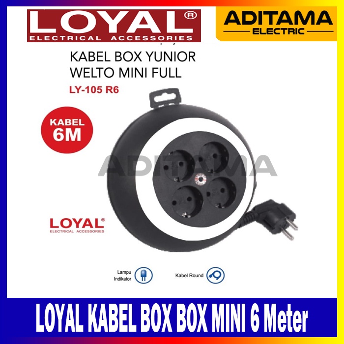 STOP KONTAK KABEL ROLL LOYAL YUNIOR 6 METER/ KABEL BOX LOYAL 6 METER