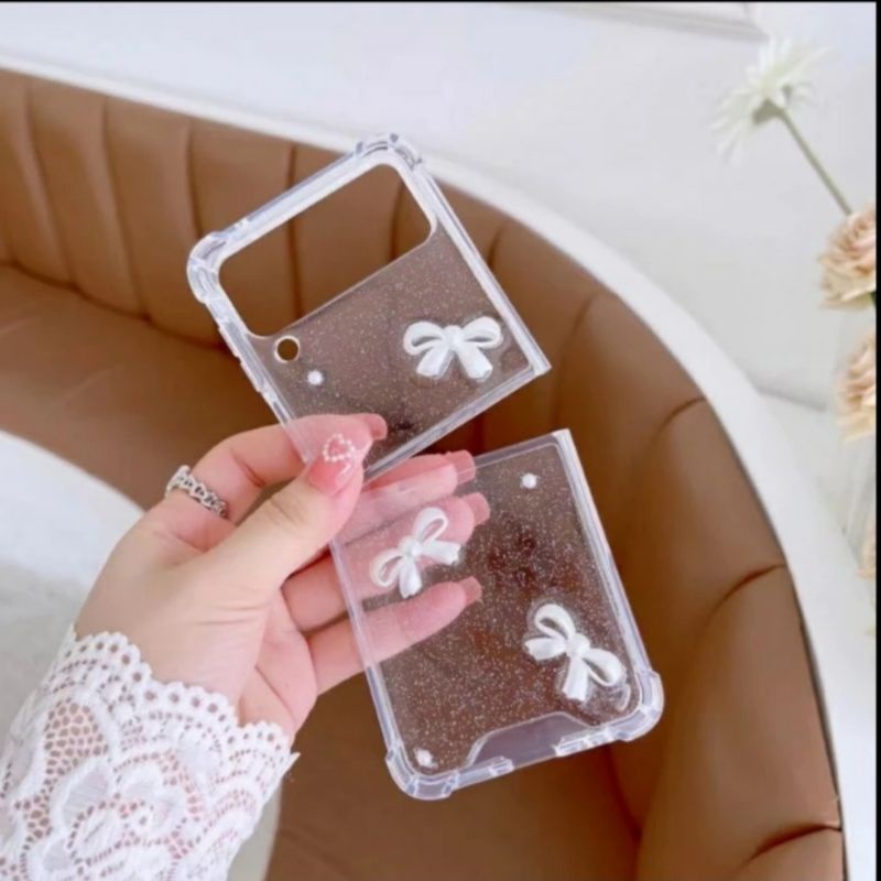 SAMSUNG Z FLIP 2 Z FLIP 1 Silikon Case Bening Glitter Butterfly Clear Premium