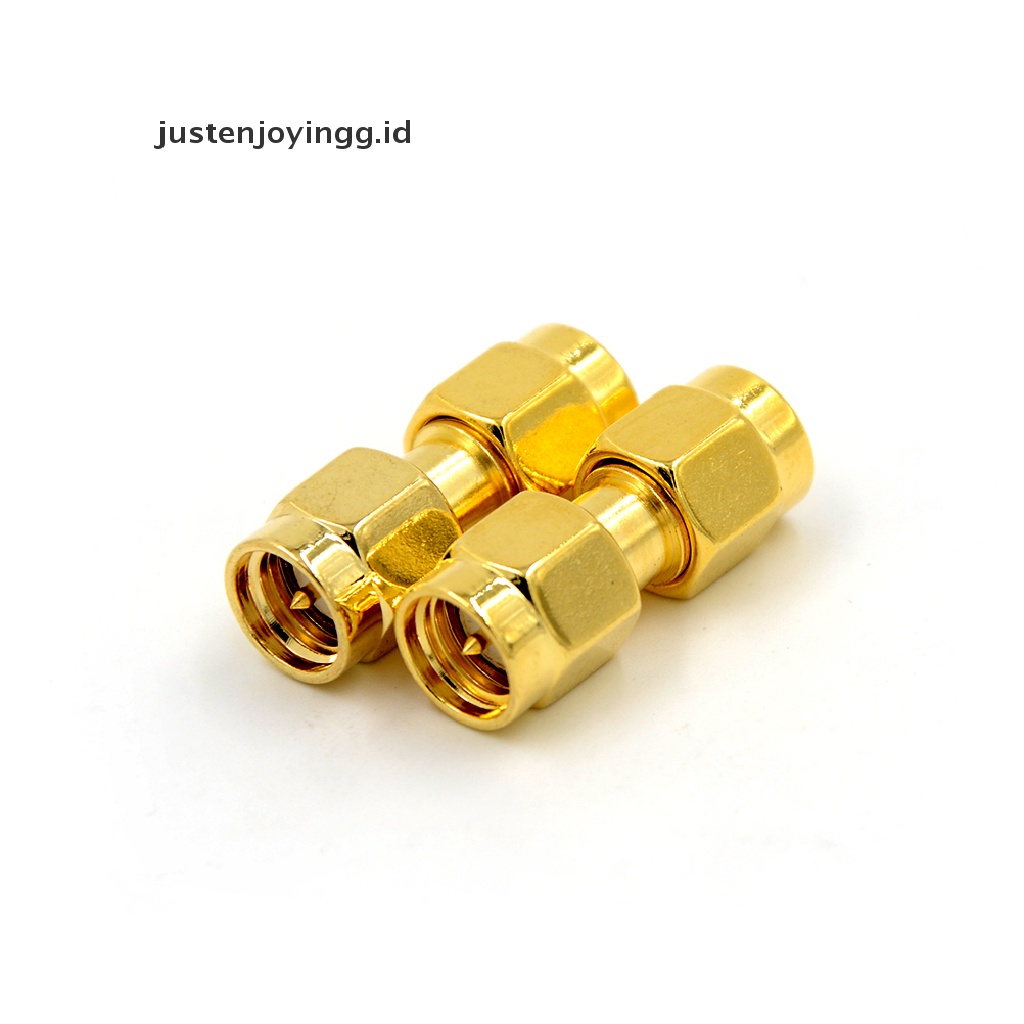 // justenjoyingg.id // 2Pcs SMA Male to SMA Male Plug in series RF Coaxial Adapter Connector ~