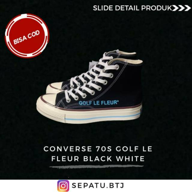 SEPATU MURAH SNEAKERS CONVERSE 70S GOLF LE FLEUR BLACK WHITE