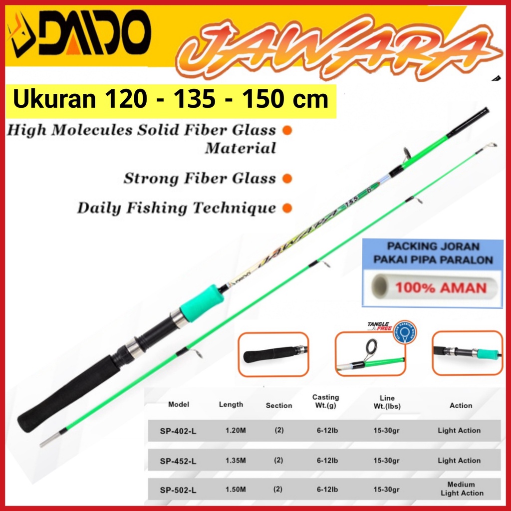 Pancing joran sambung 2 DAIDO JAWARA SOLID 1,2 - 1,35 meter