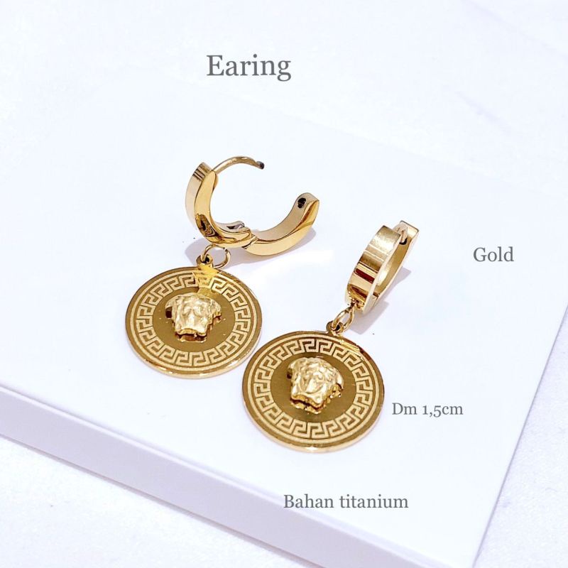 Anting Titanium asli Gold Earring Stainless steel Anti Karat Anti Alergi An-026