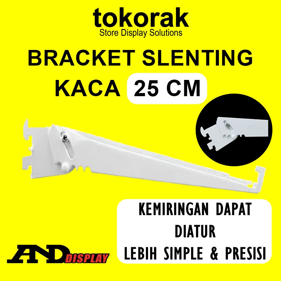 DAUN BRACKET SLENTING KACA 25 CM PUTIH BRAKET SEPATU ADJUSTABLE