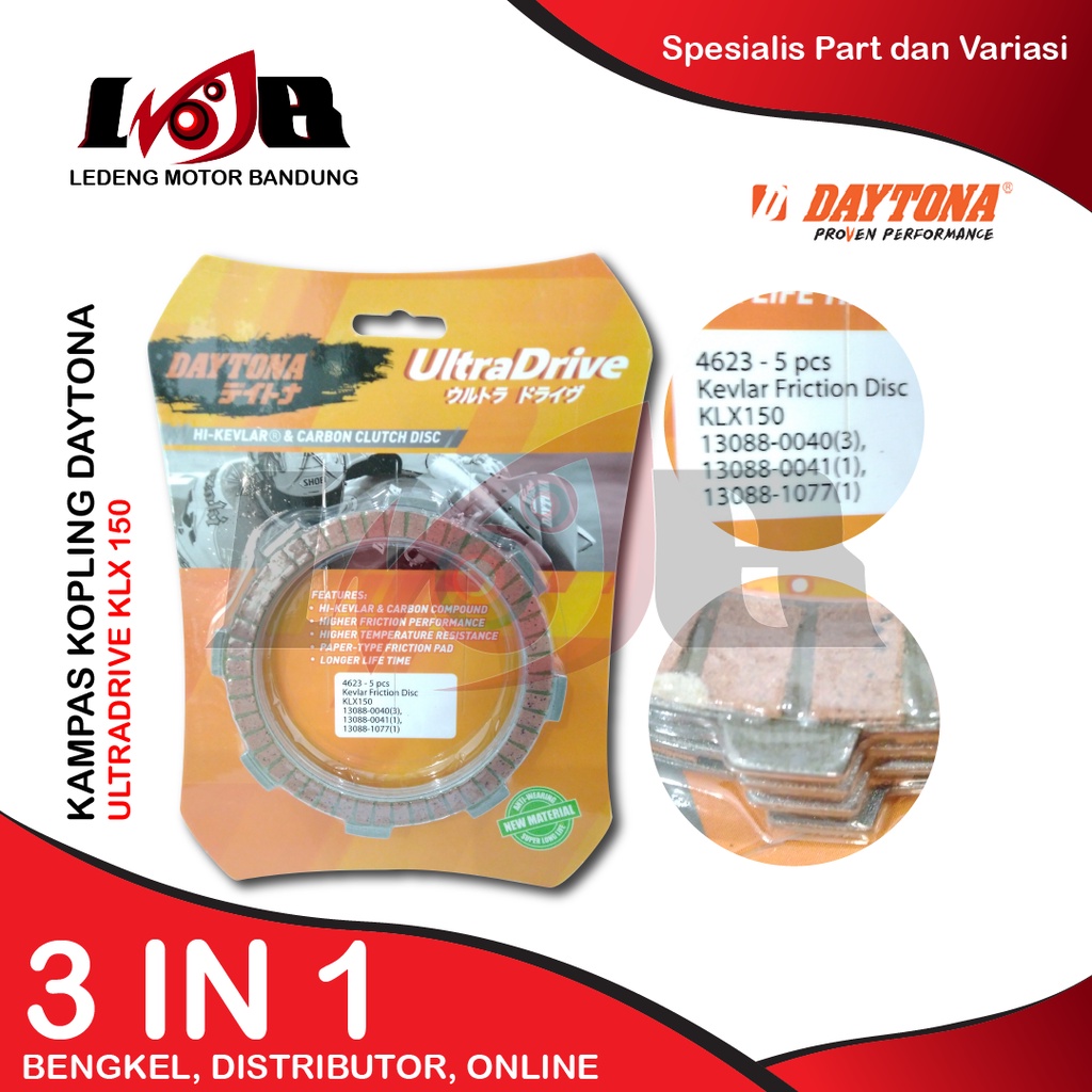 Daytona Kampas Plat Kopling KLX 150 Series Clutch Racing Pad 5 Lembar Parts Motor Ultra Drive