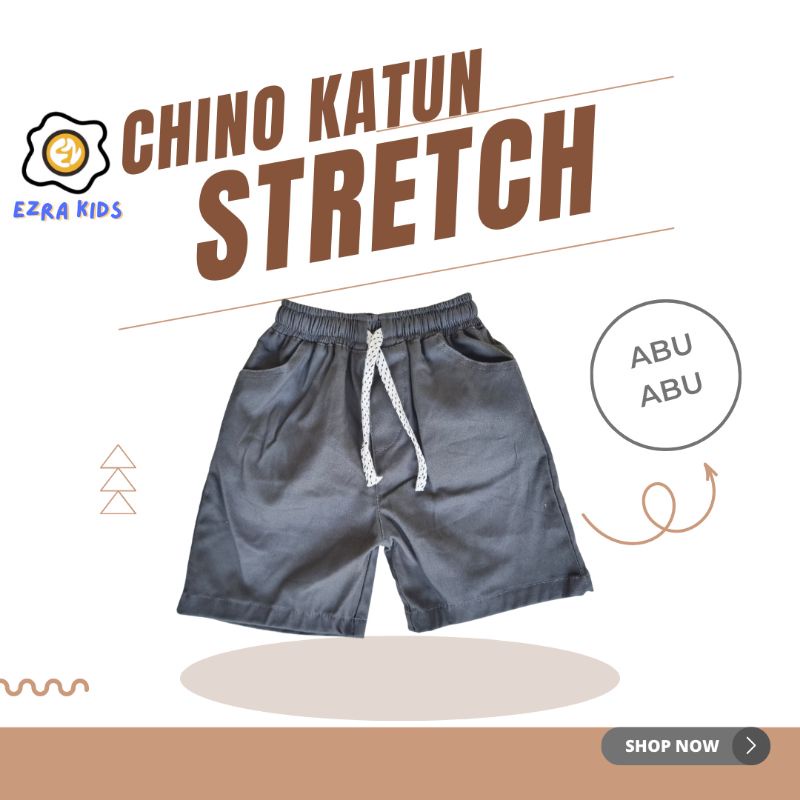 Ezra Kids Celana Chinos Pendek Anak 1-12 Tahun dengan Tali Serut Katun Twill Stretch Melar