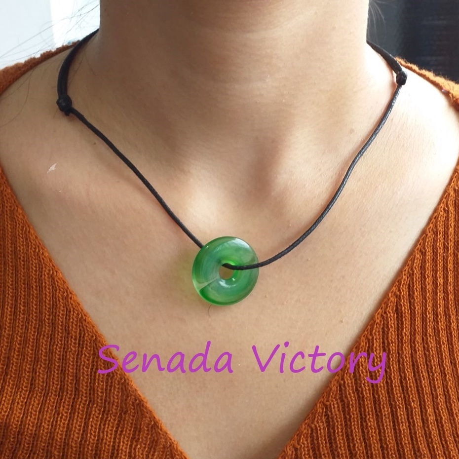 Senada Victory Kalung Tali Liontin Koin Giok Aksesoris Wanita SKTM02