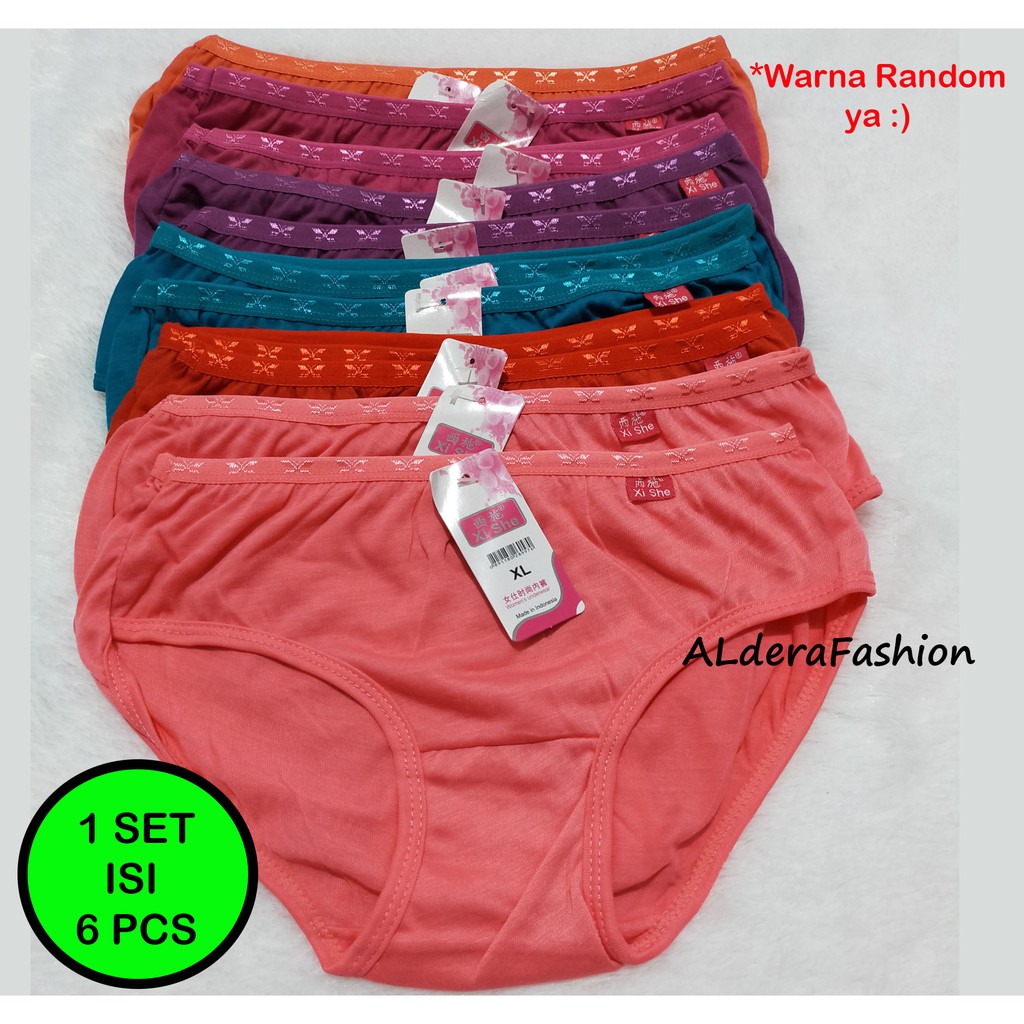 (6 PCS) XI SHE NO.428 Celana Dalam Wanita CD Cewek Perempuan Murah Dan Lembut - Warna Random