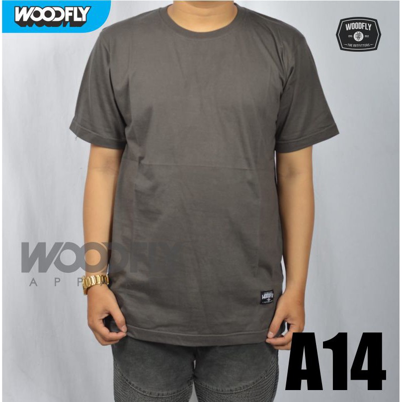  KAOS  POLOS  MERK  WOODFLY WARNA ABU TUA COTTON COMBED 30S 