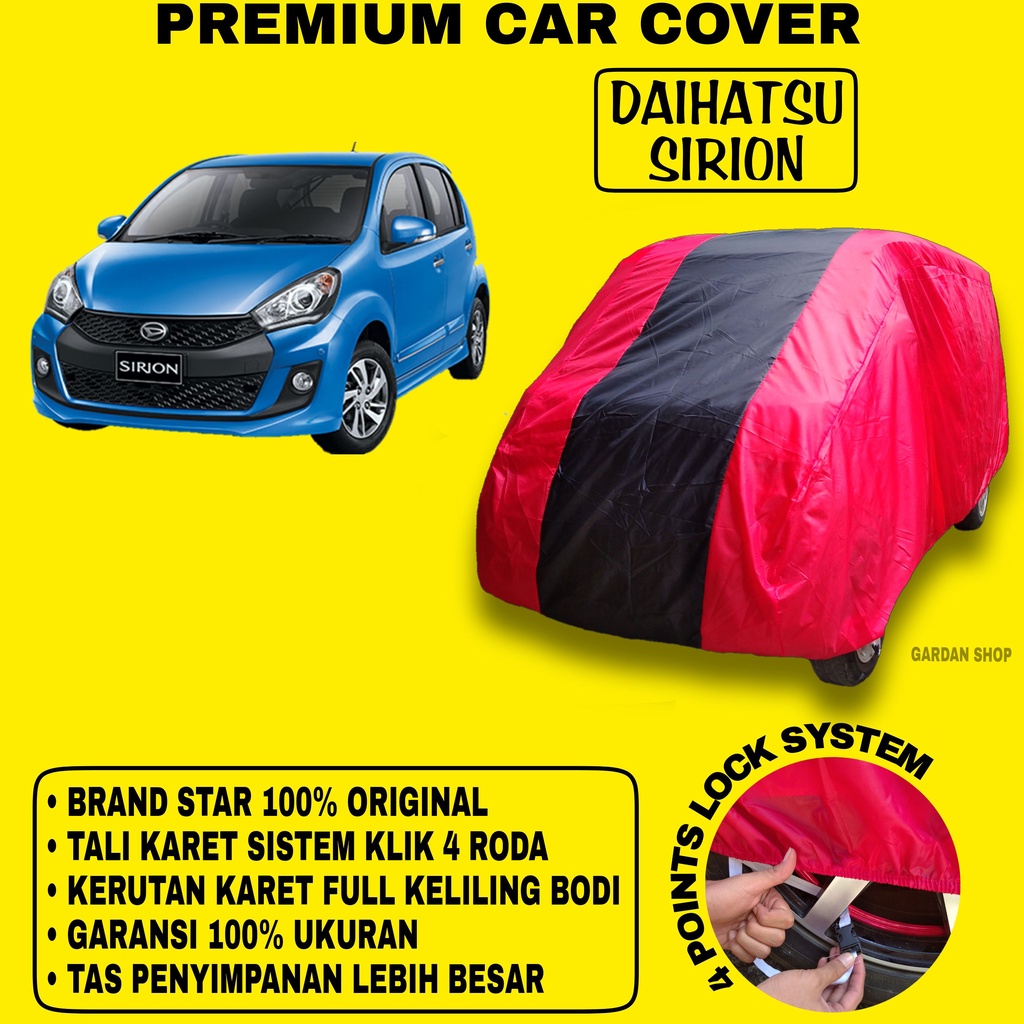 Body Cover DAIHATSU SIRION MERAH HITAM Penutup Bodi Mobil Daihatsu Sirion Waterproof PREMIUM